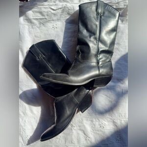 Vintage western leather black cowboy boots size 8.5